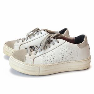 P448 John White Leather & Gray Suede Sneakers | “You Can Surf Later”